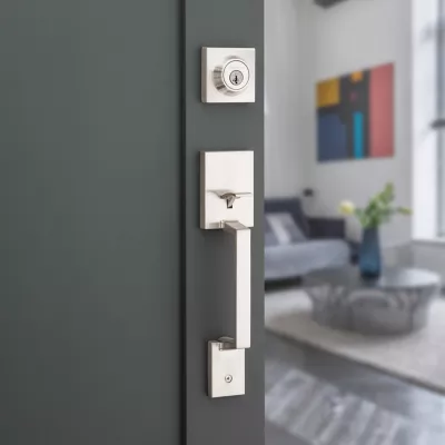 Amador Handleset with Ladera Lever - Deadbolt Keyed One Side - featuring SmartKey 2