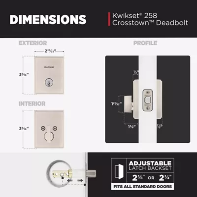 258 Crosstown Deadbolt (Rectangle) - Keyed One Side - featuring SmartKey 3